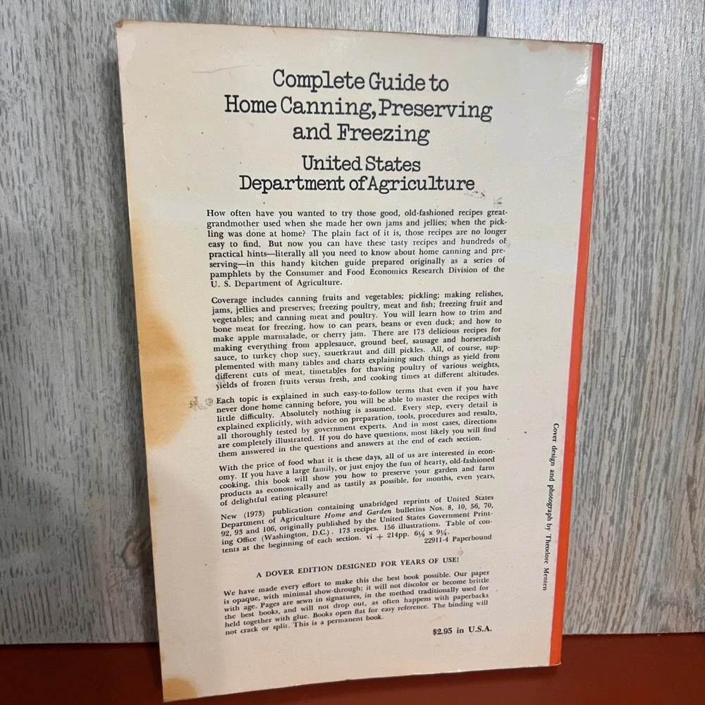 USDA Complete Guide to Home Canning Preserving and Freezing 1973 Dover Edition